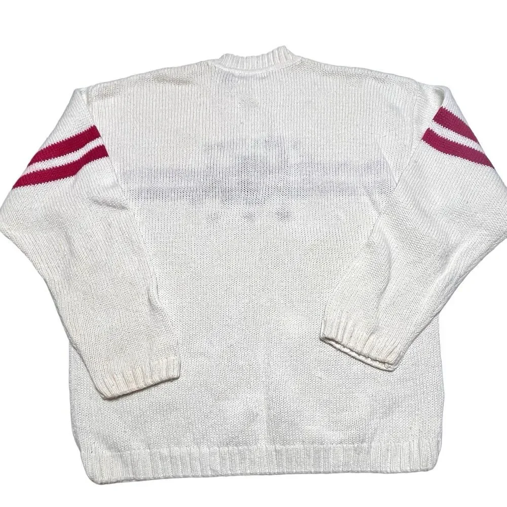 Structure USA‎ Off White Knit Sweater Red Blue Stripes Sz XL